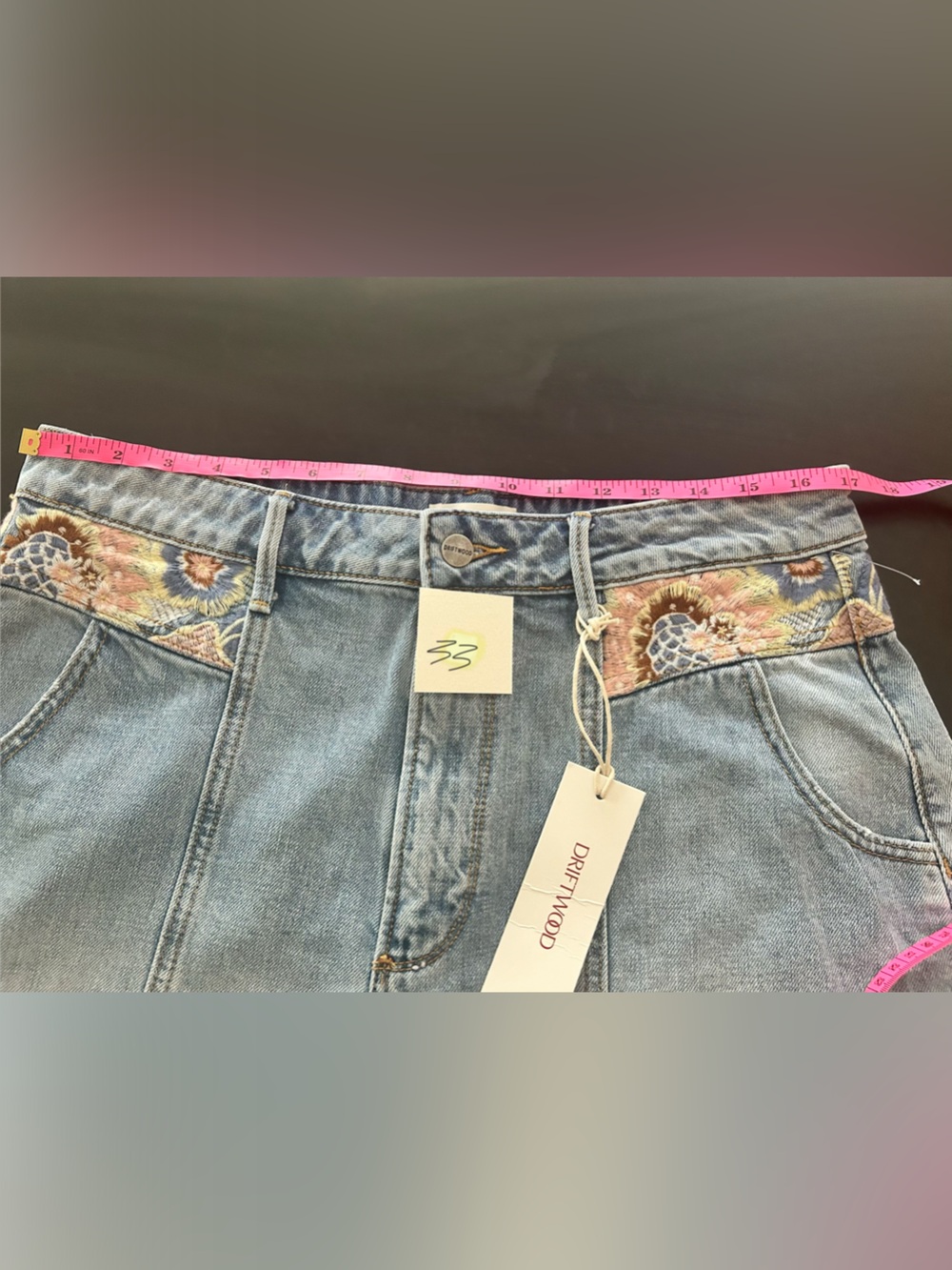 Driftwood Phoebe Romantic Rhapsody Embroidered Denim Shorts NWT festival - Picture 15 of 16